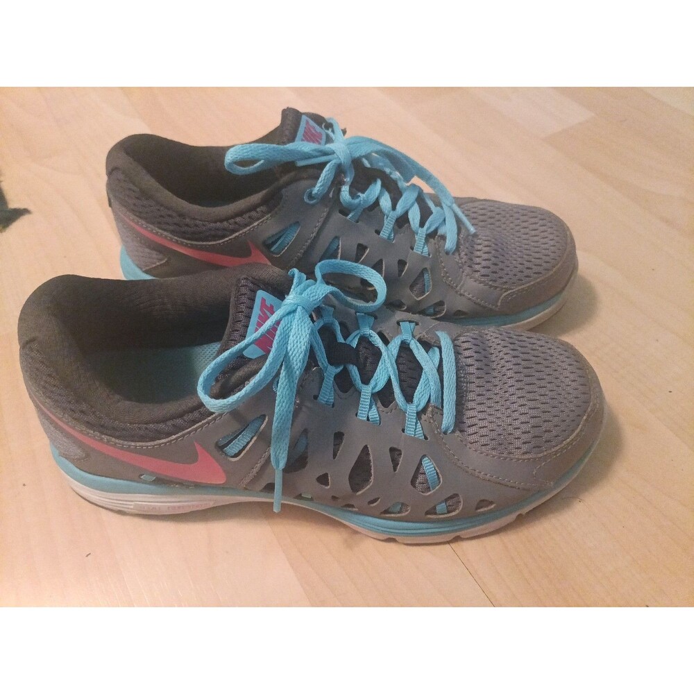 Nike Dual Fusion Run 2 Shoes Womens Size 7 Gray/Teal/White Running Shoes